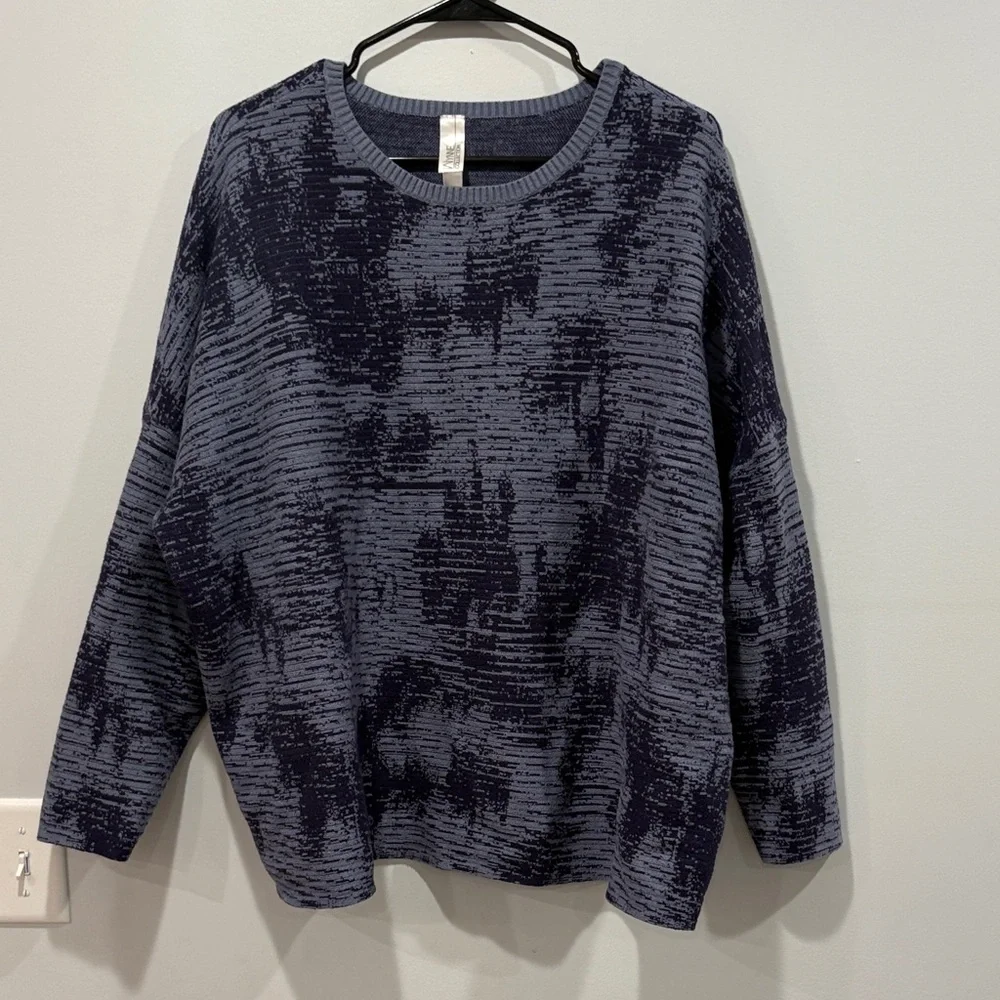 MarlaWynne Blue  Textured Crew Neck Sweater
